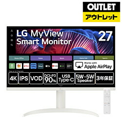 LG(エルジー) USB-C対応 PCモニター MyView Smart Monitor 27SR75U-W [27型 /4K(3840×2160） /ワイド]【外箱不良品】 *27SR75UW [振込不可]