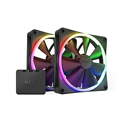 NZXT ケースファンｘ2 [140mm /1800RPM] ＋コントローラー F Series RGB Fans ブラック RF-R14DF-B1 RFR14DFB1