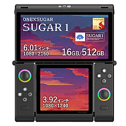ONENETBOOKTECHNOLOGY ONEXSUGAR16512BK ポータブルゲーミングPC ONEXSUGAR SUGAR1 [6.01＋3.92インチ /Android14 /RAM：16GB /ROM：512GB] ブラック ［Snapdragon /2025年11月モデル］ ONEXSUGAR16512BK