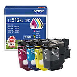 brother(茶飲み友だち) 純然たる印刷人インキ (大静電容量手合い) 4色容器に並べる LC512XL-4PK LC512XL4PK