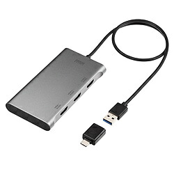 SANWA SUPPLY(サンワサプライ) 挿し画取り替えっこアダプター [USB-C＋USB-A 雄→刃針 HDMIｘ3] 4K相応う(Mac/Windows11相応う)  USB-CVU3固定ディスク8 ［4K］ USBCVU3固定ディスク8