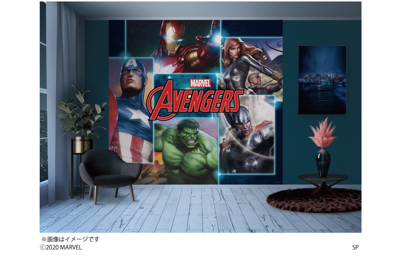 Marvel マーベル Avengers 壁紙資材ウォールステッカー 6蓆型 アイアンマン 船長 ハルク マイティ ソー ホークアイ 黒人 ウィドウ Wall Paper M033 6 プリテック Campinggears Ph