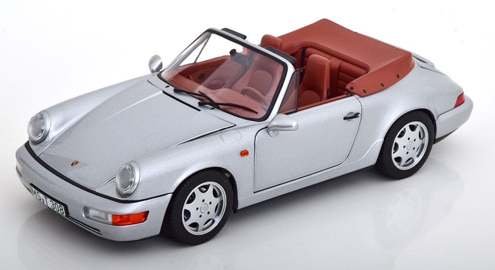Norev ノレヴ 1/18 ミニカー ダイキャストモデル 1990年モデル ポルシェ Porsche 911 Carrera 2 (964) Cabrio シルバー｜ディー・ティー・ダブリュー