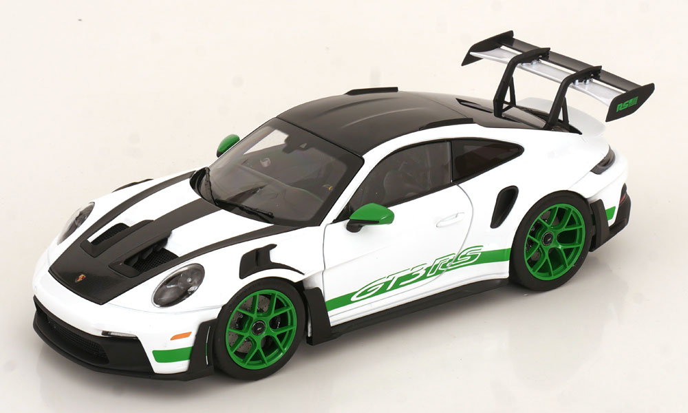 Norev ノレヴ 1/18 ミニカー ダイキャストモデル 2022年モデル ポルシェ PORSCHE - 911 992 GT3 RS TRIBUTE TO CARRERA RS PACKAGE COUPE 2022 ホワイト・バイソングリーン|ディー・ティー・ダブリュー