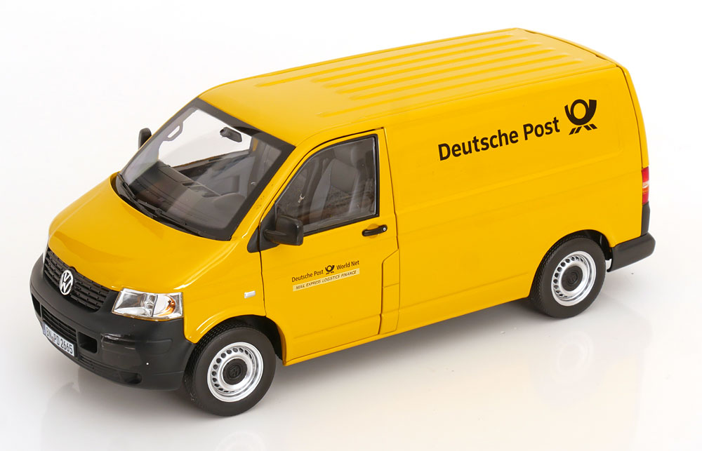 Norev ノレヴ 1/18 ミニカー ダイキャストモデル 2003年モデル フォルクスワーゲン VOLKSWAGEN - T5 VAN TRANSPORTER POST 2003 郵便車両｜ディー・ティー・ダブリュー