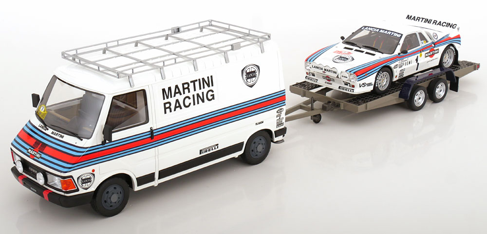 Otto Mobile 1/18 1983年ラリー・モンテカルロ 優勝モデル ランチア LANCIA - RALLY SET - 037 TEAM MARTINI RACING Gr.B (night version) No.1 WINNER RALLY MONTECARLO 1983 WALTER ROHRL - CHRISTIAN GEISTDORFER + FIAT 242 VAN ASSISTANCE WITH TRAILER|ディー・ティー・ダブリュー