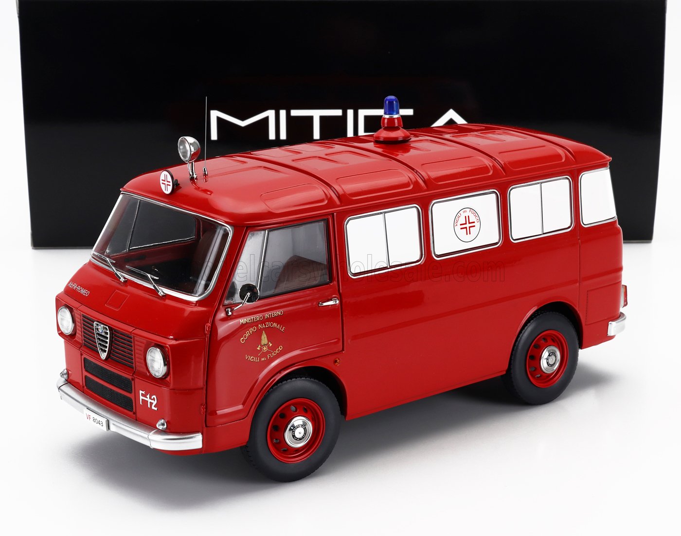 日本未発売モデル Mitica 1/18 ミニカー ダイキャストモデル 1968年モデル アルファロメオ ALFA ROMEO - F-12 VIGILI DEL FUOCO AMBULANZA - FIRE ENGINE AMBULANCE 消防署車両 - 1968
