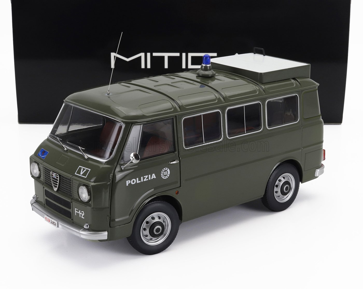 日本未発売モデル Mitica 1/18 ミニカー ダイキャストモデル 1970年モデル アルファロメオ ALFA ROMEO - F-12 MINIBUS 1-SERIES - POLIZIA - POLICE - 1970 警察車両