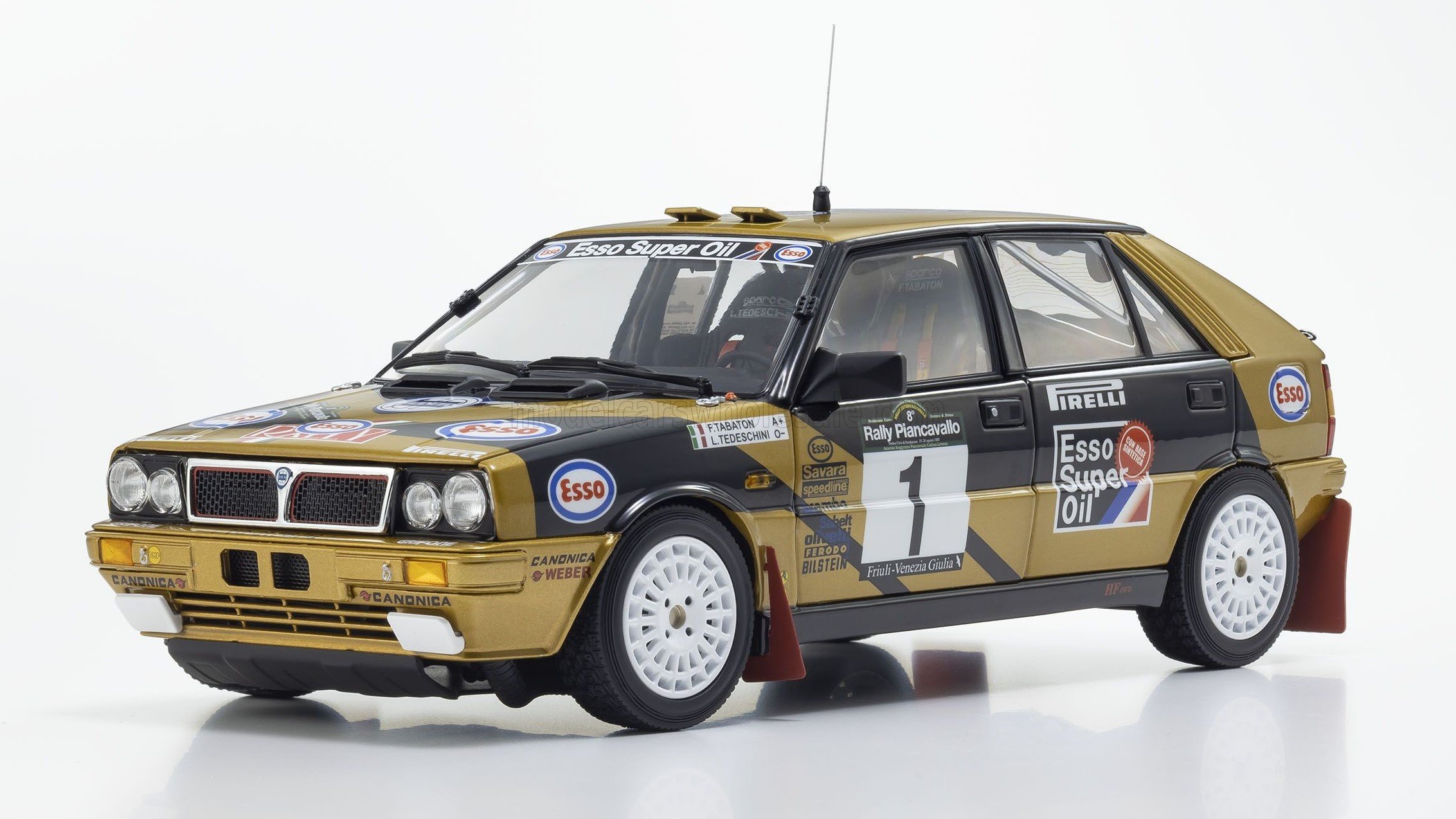 Kyosho 京商 1/18 ミニカー ダイキャストモデル 1987年ラリー・ピアンカヴァッロ 優勝モデル ランチア LANCIA - DELTA HF INTEGRALE 4WD TEAM ESSO No.1 WINNER RALLY PIANCAVALLO 1987 FABRIZIO TABATON - LUCIANO TEDESCHINI