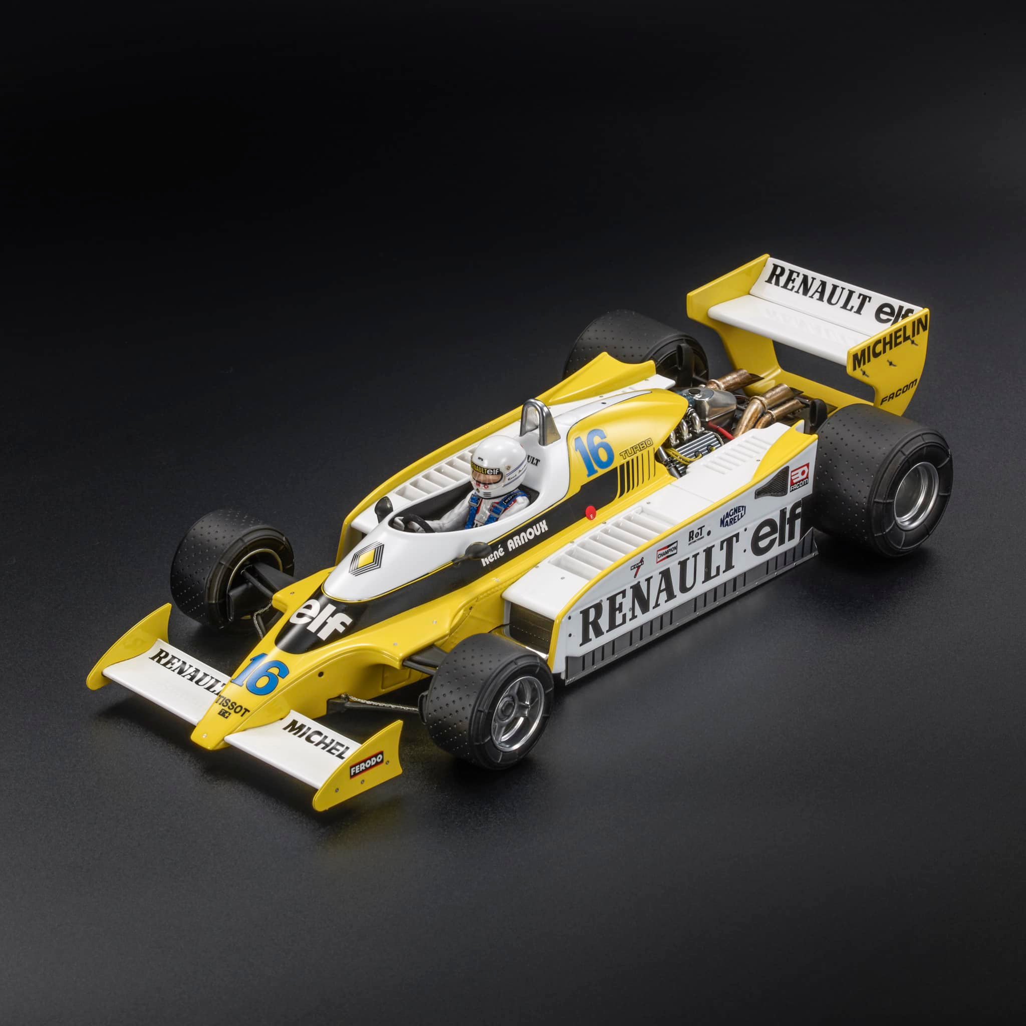 GP Replicas 1/18 ミニカー レジン プロポーションモデル 1979年フランスGP 最速ラップタイム 第３位 ルノー RENAULT - F1 RS10 TEAM RENAULT ELF No.16 FASTEST LAP 3rd FRENCH GP 1979 RENE ARNOUX ルネ・アルヌー ドライバーフィギュア付き