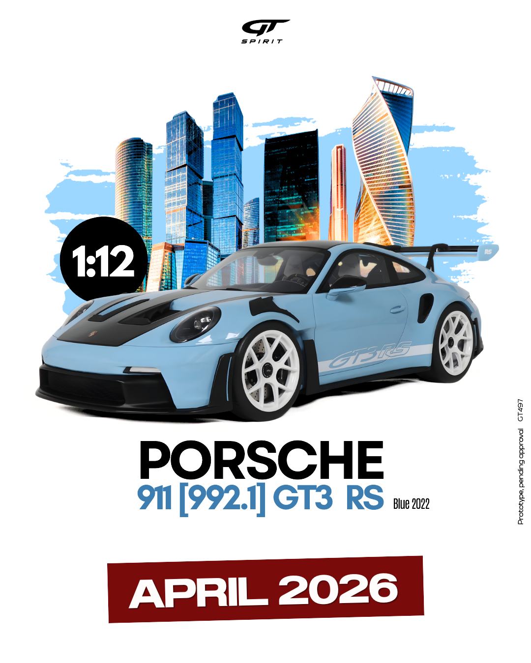 GT Spirit GTS497 1/12 ミニカー レジン プロポーションモデル 2022年モデル ポルシェ PORSCHE - 911 992 GT3 RS COUPE 2022 ライトブルー
