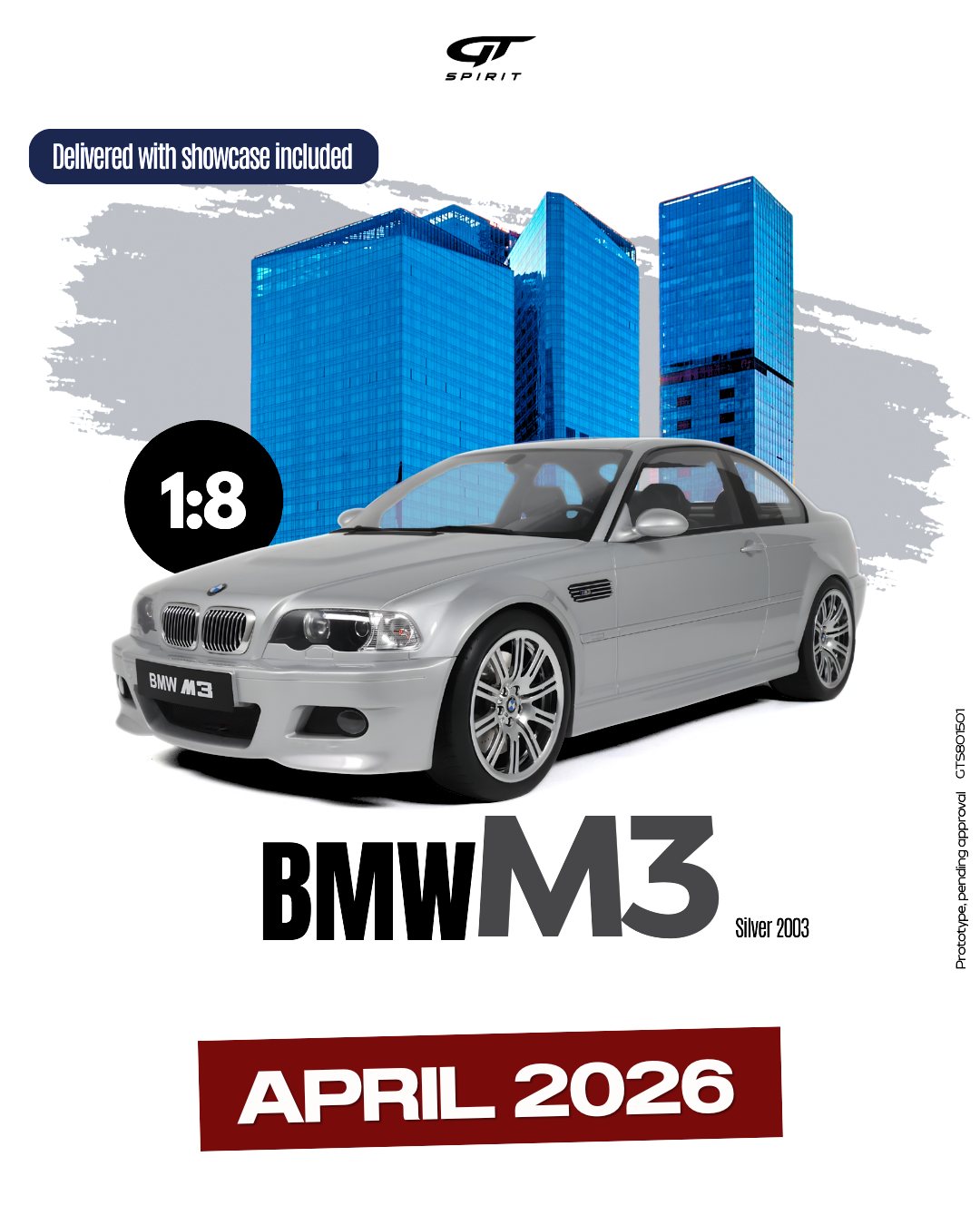 GT Spirit gts801501 1/8 ミニカー レジン プロポーションモデル 2003年モデル BMW - 3-SERIES M3 (E46) COUPE 2003 シルバーメタリック