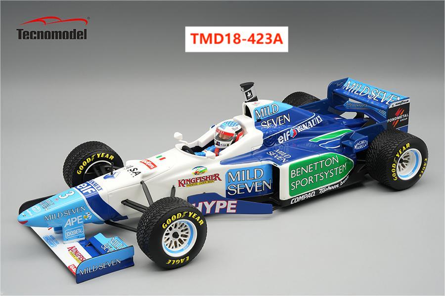 Tecnomodel テクノモデル 1/18 ミニカー レジン プロポーションモデル 1996年ブラジルGP ベネトン BENETTON - F1 B196 TEAM RENAULT MILD SEVEN No.3 BRAZILIAN GP RAIN TIRES 1996 JEAN ALESI ジャン・アレジ レインタイヤ仕様 ドライバーフィギュア付き|ディー・ティー・ダブリュー