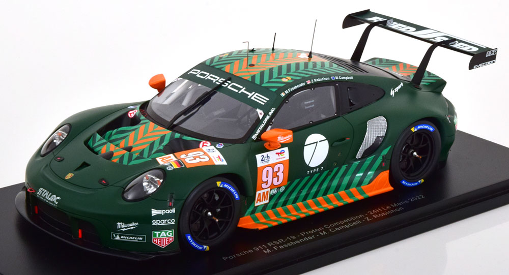 Spark 1/18 ミニカー レジン プロポーションモデル 2022年ルマン24時間 ポルシェ PORSCHE - 911 991 RSR-19 4.2L TEAM PROTON COMPETITION No.93 24h LE MANS 2022 M.FASSBENDER - M.CAMPBELL - Z.ROBICHON｜ディー・ティー・ダブリュー