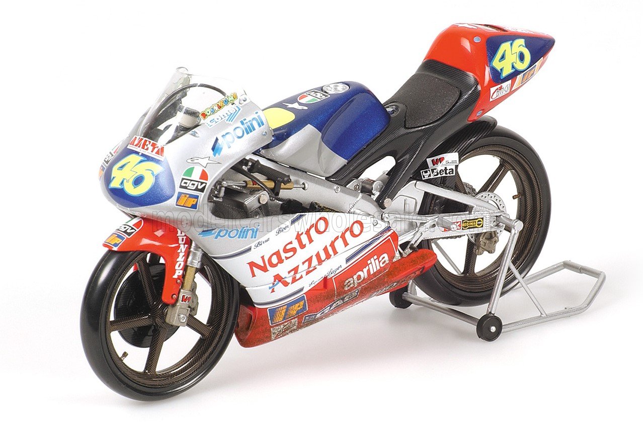 Minichamps ミニチャンプス 1/12 ミニカー ダイキャストモデル 1997年シーズン ワールドチャンピオン アプリリア APRILIA - 125cc TEAM NASTRO AZZURRO No.46 DIRTY VERSION WORLD CHAMPION SEASON 1997 VALENTINO ROSSI 汚れ仕様