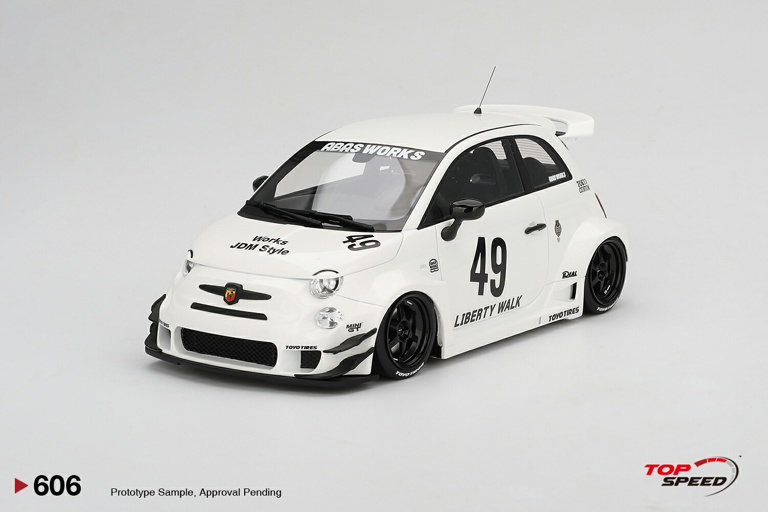 Top Speed 1/18 ミニカー レジンプロポーションモデル 2024年モデル アバルト FIAT - 500 ABARTH 595 LB WORKS No.49 ABAS 2024 ホワイト 28,786円