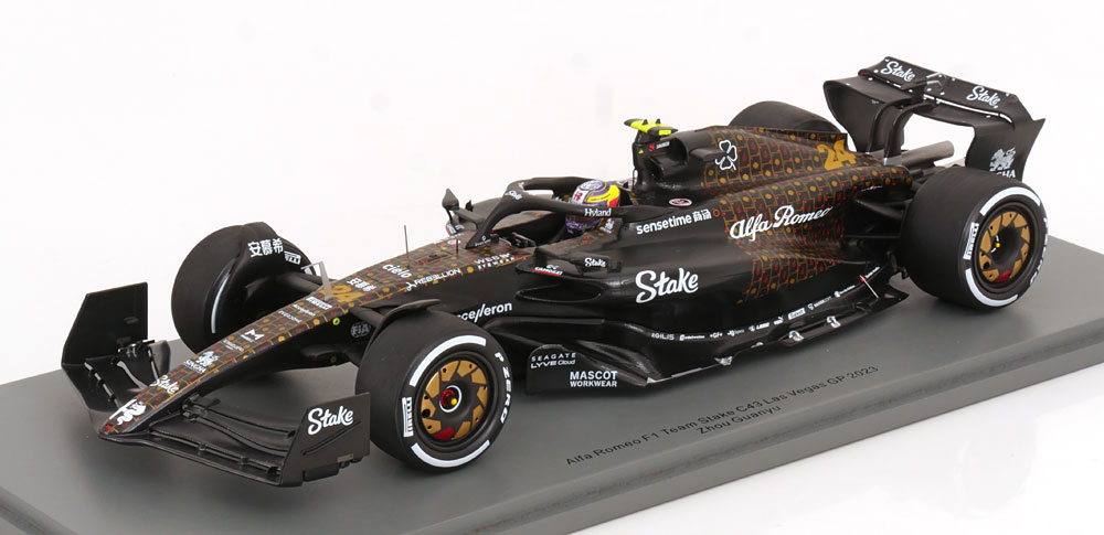 Spark スパーク 1/18 ミニカー レジン プロポーションモデル 2023年11月ラスベガスGP アルファロメオ ALFA ROMEO F1 C43 TEAM STAKE No.24 LAS VEGAS USA GP 2023 GUANYU ZHOU 周冠宇