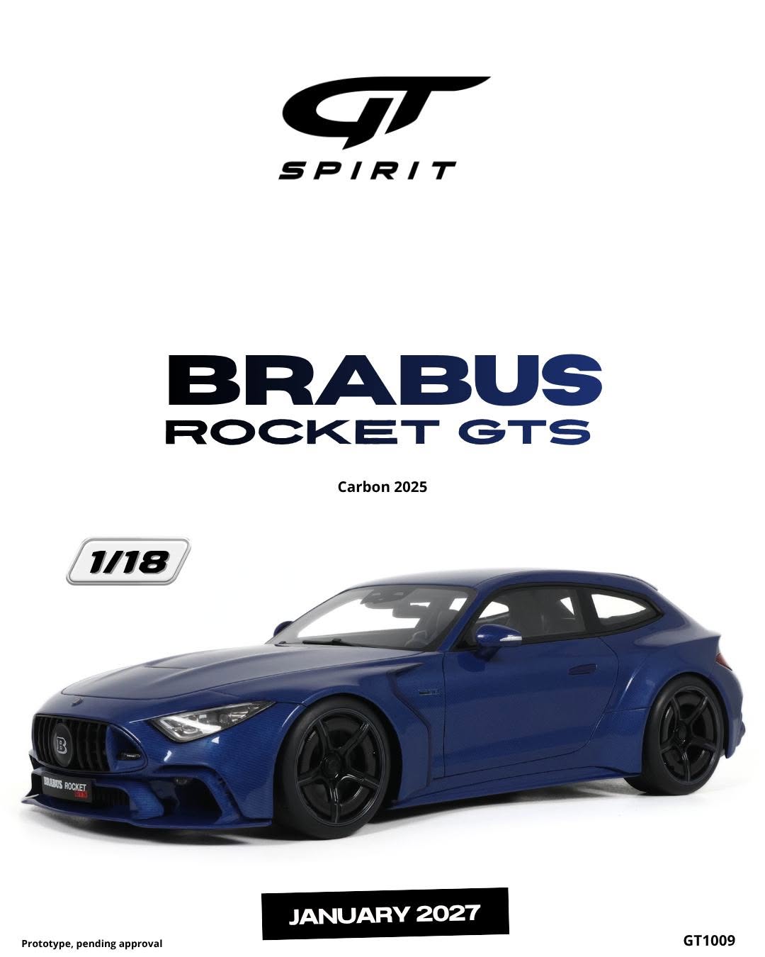 GT Spirit gts1009 1/18 ミニカー レジン プロポーションモデル 2024年モデル メルセデスベンツ MERCEDES BENZ - GTS BRABUS ROCKET 2024 - CARBON BLUE ブルー｜ディー・ティー・ダブリュー