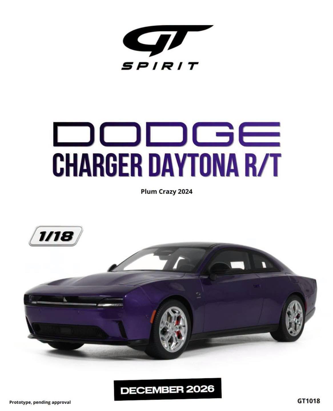 GT Spirit gts1018 1/18 ミニカー レジン プロポーションモデル 2024年モデル ダッジ DODGE - CHARGER DAYTONA R/T COUPE 2024 - PLUM CRAZY パープル｜ディー・ティー・ダブリュー