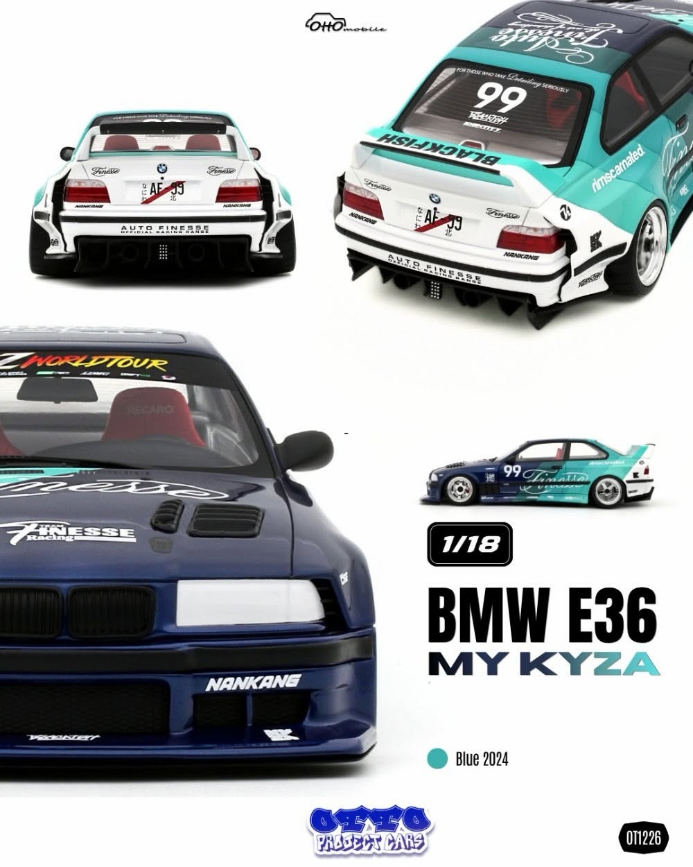 Otto Mobile otm1184 オットモビル 1/18 ミニカー レジン プロポーションモデル 2024年モデル BMW - 3-SERIES (E36) MY KYZA N 99 RACING 2024|ディー・ティー・ダブリュー