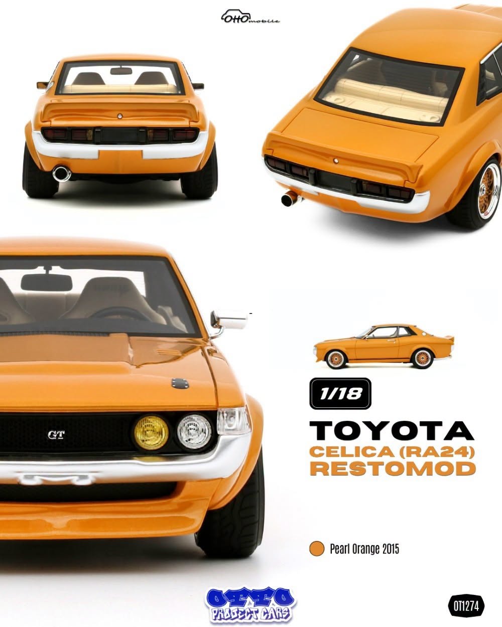 Otto Mobile otm1274 オットモビル 1/18 ミニカー レジン プロポーションモデル 2015年モデル トヨタ TOYOTA - CELICA (RA24) RESTOMODE 2015 オレンジ｜ディー・ティー・ダブリュー
