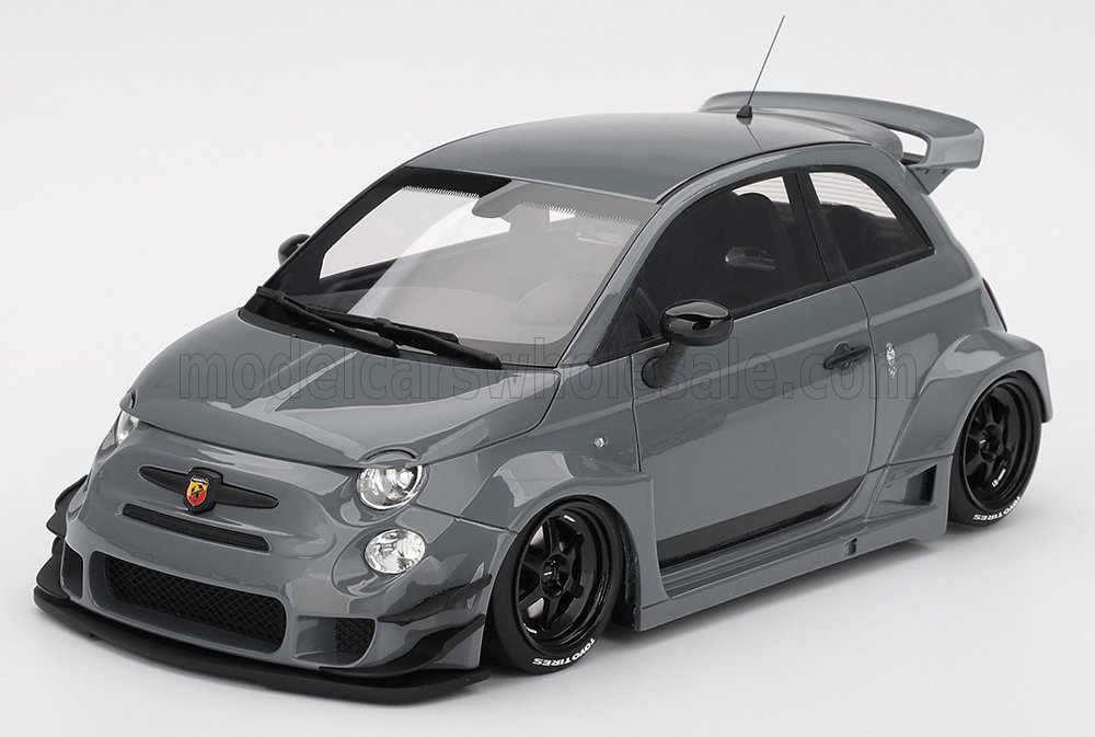 Top Speed 1/18 ミニカー レジンプロポーションモデル 2024年モデル アバルト FIAT - NUOVA 500 ABARTH 595 LB WORKS ABAS 2024 グレー