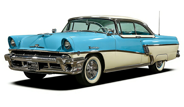 Sun Star 1/18 ミニカー ダイキャストモデル 1956年モデル マーキュリー Mercury MontClair Hard Top 1956 with spare tire - クラシックホワイト・ナイアガラブルー