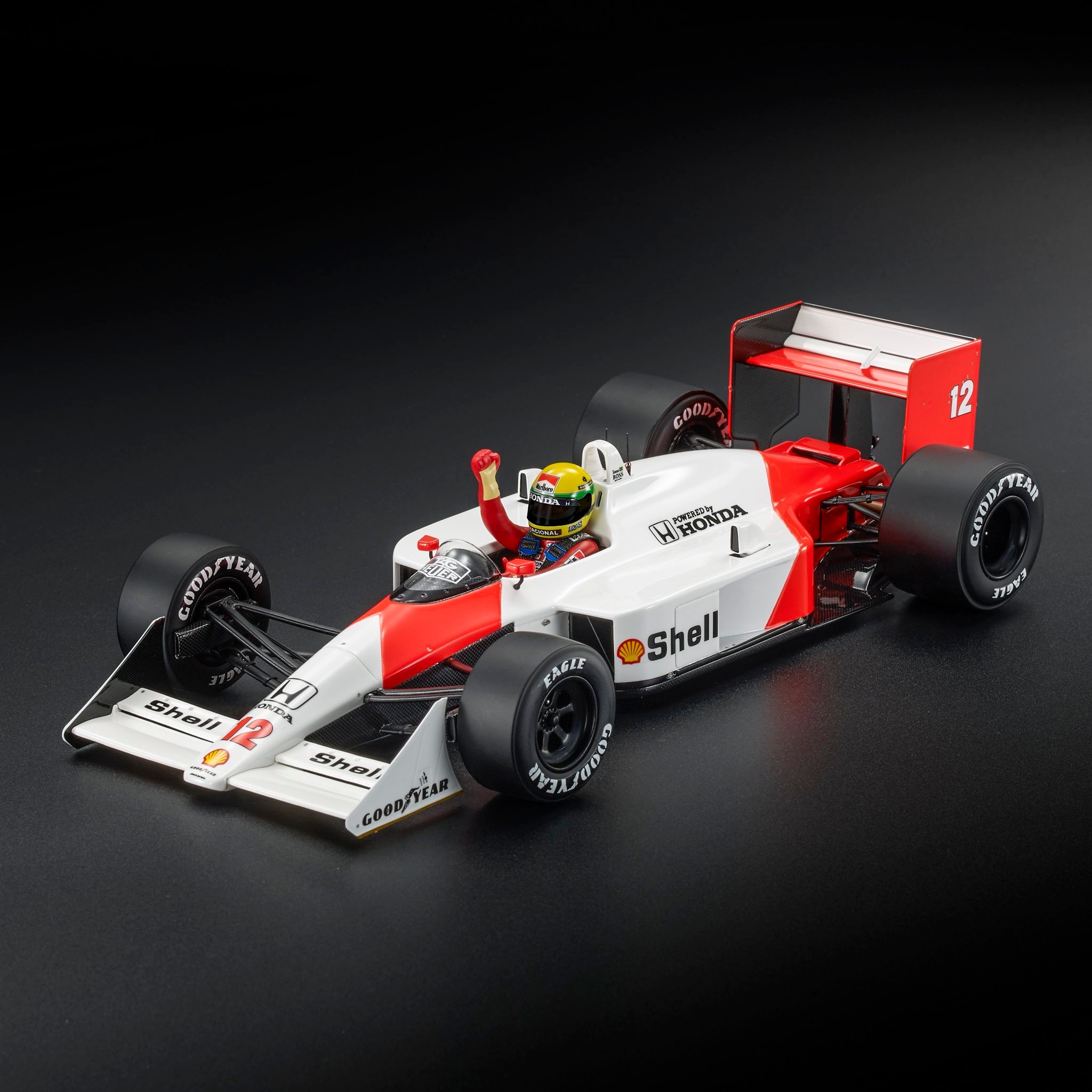 GP Replicas 1/18 ミニカー レジン プロポーションモデル 1988年カナダGP 優勝モデル マクラーレン McLAREN - F1 MP4/4 HONDA No.12 WORLD CHAMPION WINNER CANADA GP (with pilot figure / one arm raised) 1988 AYRTON SENNA アイルトン・セナ ドライバーフィギュア付き