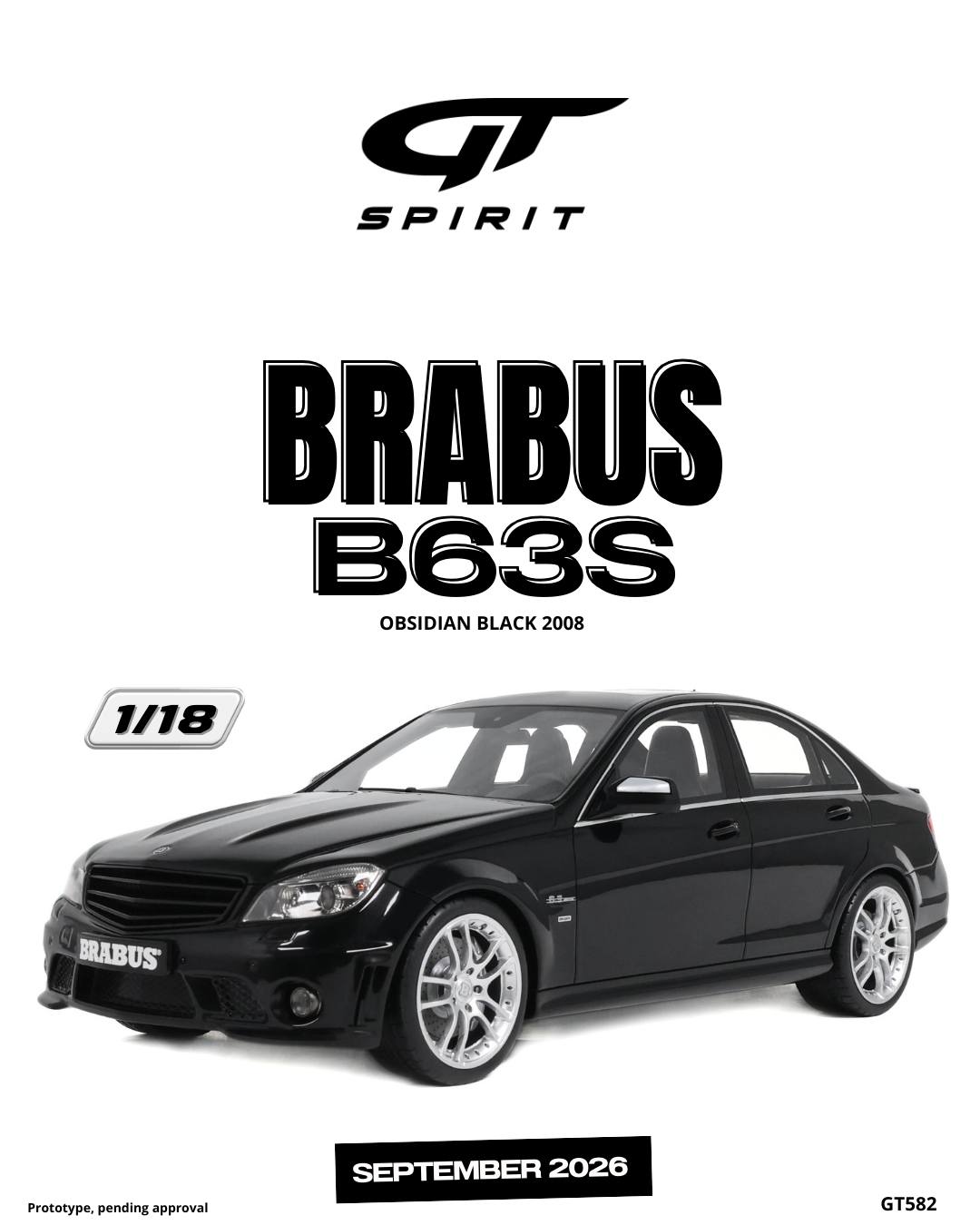 GT Spirit gts582 1/18 ミニカー レジン プロポーションモデル 2024年モデル ブラバス MERCEDES BENZ - C-CLASS C63 AMG BRABUS 2008 ブラック|ディー・ティー・ダブリュー