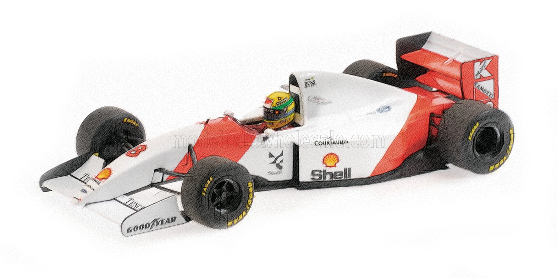 送料込マクラーレン最後MP4/8 アイルトンセナ 1/18ミニチャンプス ミニチャンプス 543933838 1/18 マクラーレン MP4/8 #8 ウィナー