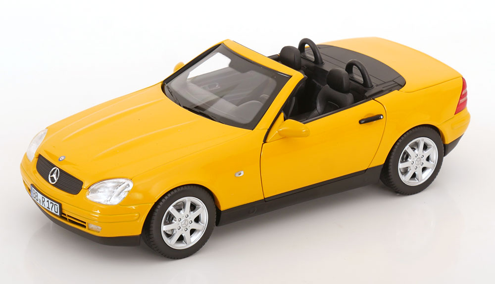 Mercedes Benz AG ディーラーアクセサリーモデル Norev ノレヴ 1/18 ミニカー ダイキャストモデル 1996年モデル メルセデスベンツ MERCEDES BENZ - SLK-CLASS SLK200 CABRIOLET SPIDER (R170) 1996 イエロー｜ディー・ティー・ダブリュー