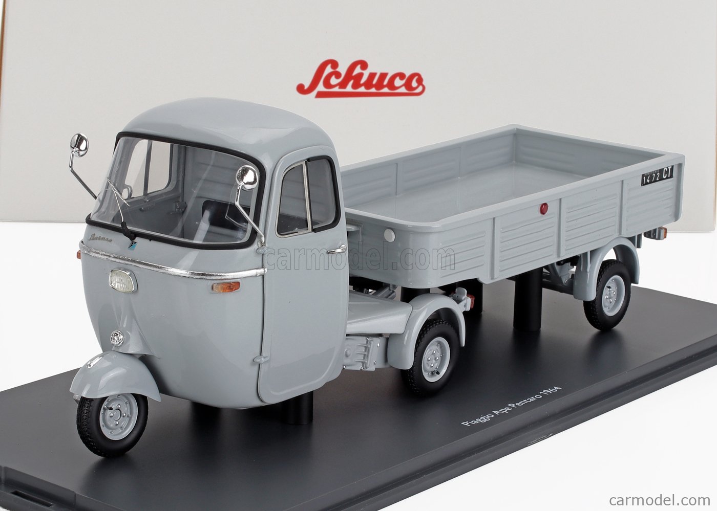 Schuco シュコー 1/18 ミニカー レジン・プロポーションモデル 1964年モデル ピアッジオ PIAGGIO - APE PENTARO' MOTRICE + PENTARO' RIMORCHIO 1964 グレー｜ディー・ティー・ダブリュー