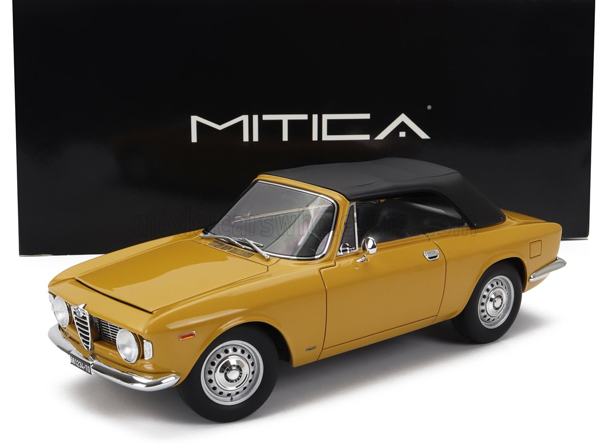 Mitica 1/18 ミニカー レジン プロポーションモデル 1964年モデル ALFA ROMEO GIULIA 1600 GTC CABRIOLET Closed 1964 INTERIOR BLACK - GIALLO OCHRE イエロー|ディー・ティー・ダブリュー