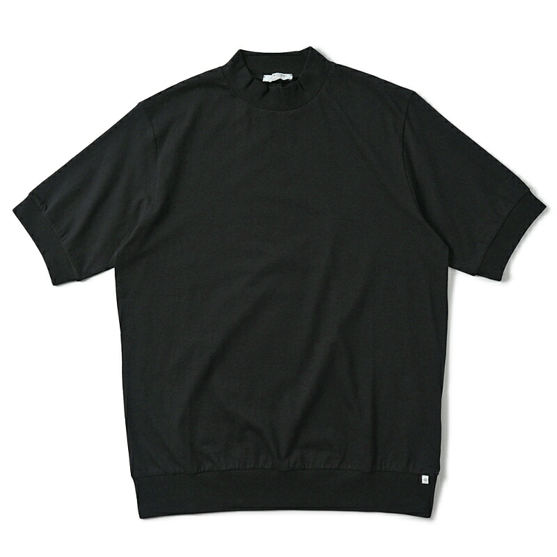 ANTICIPO アンティーチポ FIANO/smooth スムースコットン モックネック ショートスリーブ Tシャツ BLACK