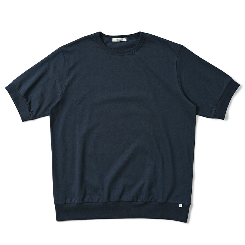 ANTICIPO アンティーチポ NEBBIOLO/smooth スムースコットン クルーネック ショートスリーブ Tシャツ NAVY