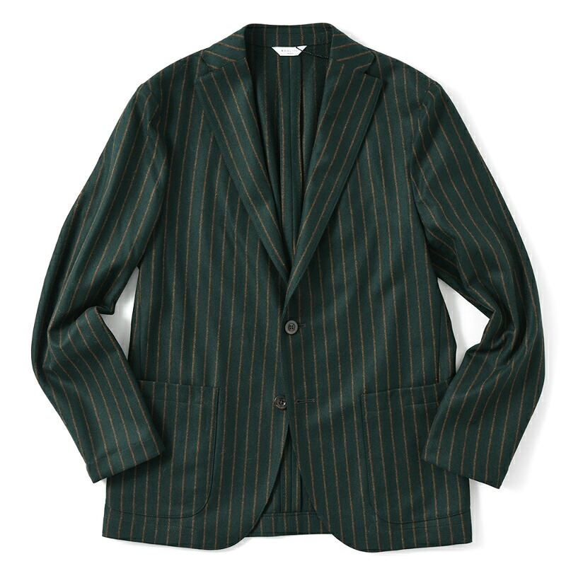 BOGLIOLI ボリオリ EMPTY JACKET ウール フランネル ストライプ 2B ジャケット 91302I/BUC005 GREEN