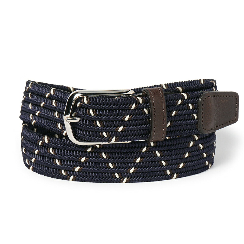D'AMICO ダミーコ レザー・メッシュ ストレッチ ベルト ACU3038 NAVY｜DUE 10,210円