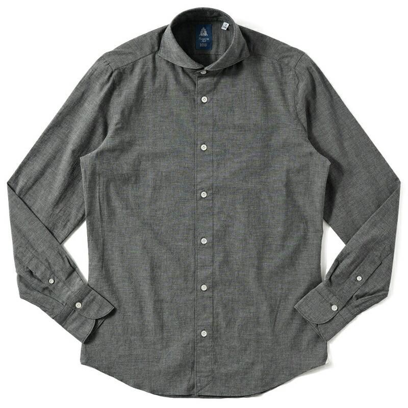 Finamore フィナモレ SERGIO BARI/080281 M0475 コットン シャンブレー カッタウェイカラーシャツ GRAY