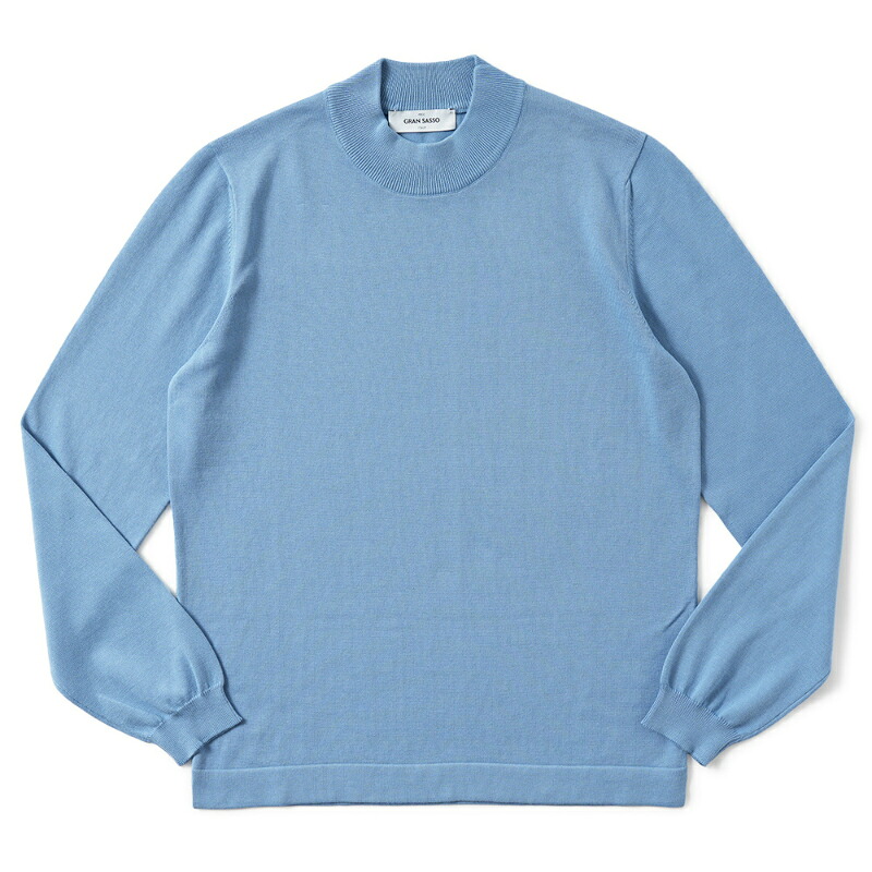 GRAN SASSO グランサッソ ソフトコットン ニット モックネック ロングスリーブ 58108/18120 BLUE