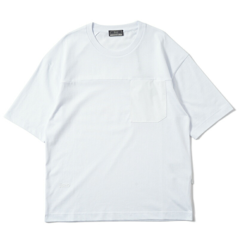 HERNO ヘルノ FUNCTIONAL WARDROBE COMPACT JERSEY コットン ポケット Tシャツ JG000275U-52000 WHITE｜DUE