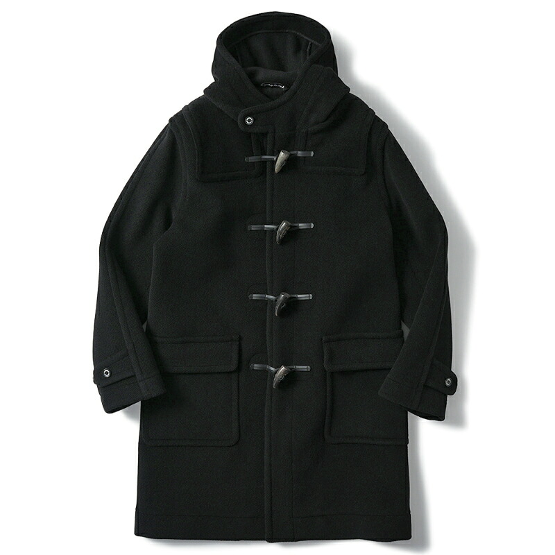 INVERTERE インバーティア NEWTON ABBOT Joshua Ellis ウール ヘリンボーン ダッフルコート BLACK|DUE