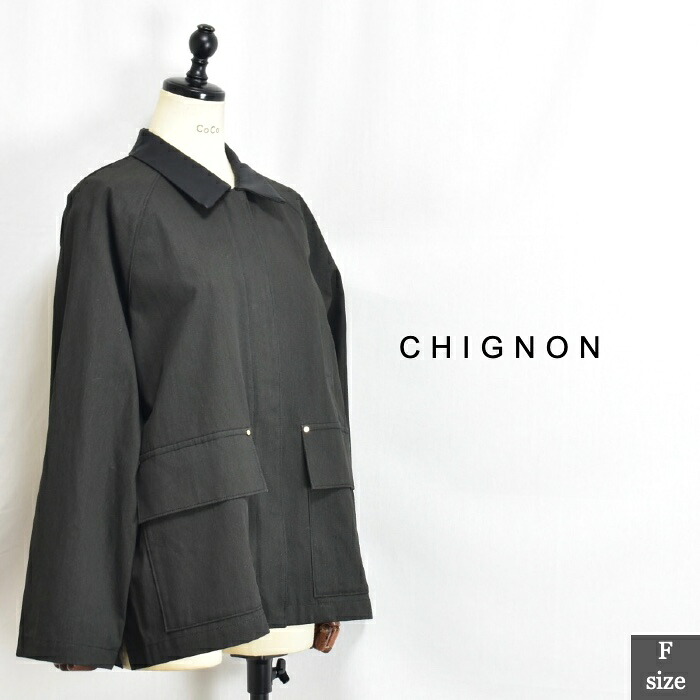Sale CHIGNON シニヨン 4151-032MK ベーカー ジッパーブルゾン！中国製 サイズF colブラック 072502213018 col13｜DUEL8COCO