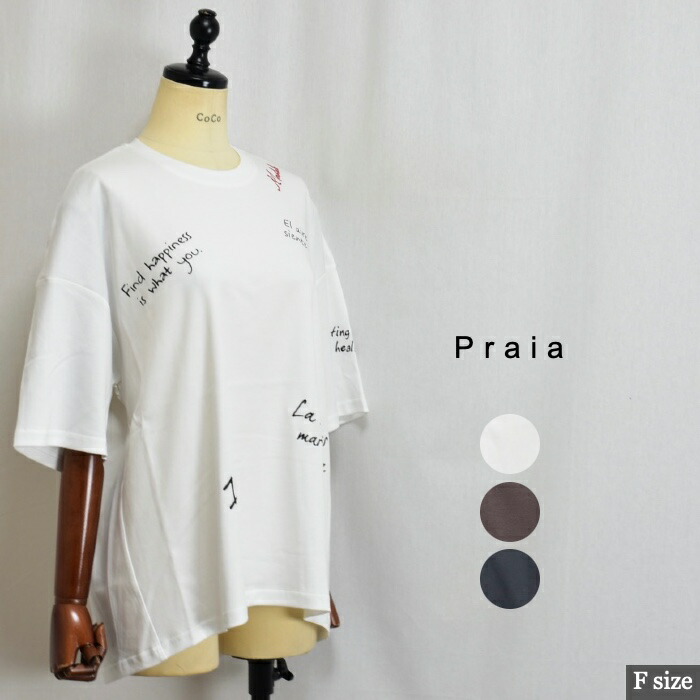 Praia プライア LEO-2674 マルチグラフィック・フレアーティーシャツ！中国製 大きさF colオフ 赤銅色 黒いこと 072605540023 col04 43 13