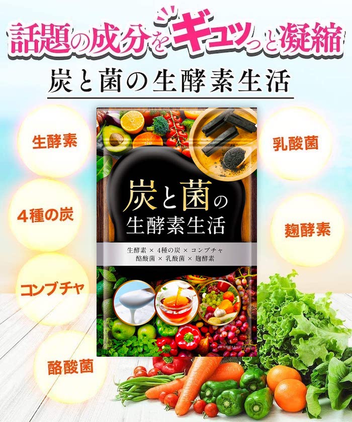 市場 2袋セット コンブチャ ダイエット 麹酵素 こうじ酵素 生酵素 酵素 炭と菌の生酵素生活