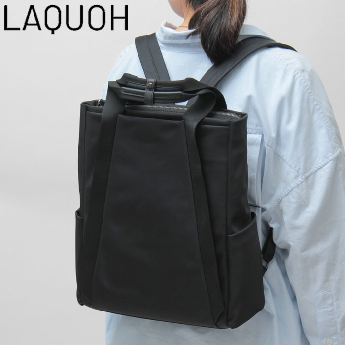 【10％クーポン】ラクーオ バッグ LAQUOH リュック ナイロン A4 縦入れ 軽い 14インチ ノートPC 通勤バッグ 撥水 11L 通勤 出張 大容量 ミニマルナイロンリュックサック レディース NED031614