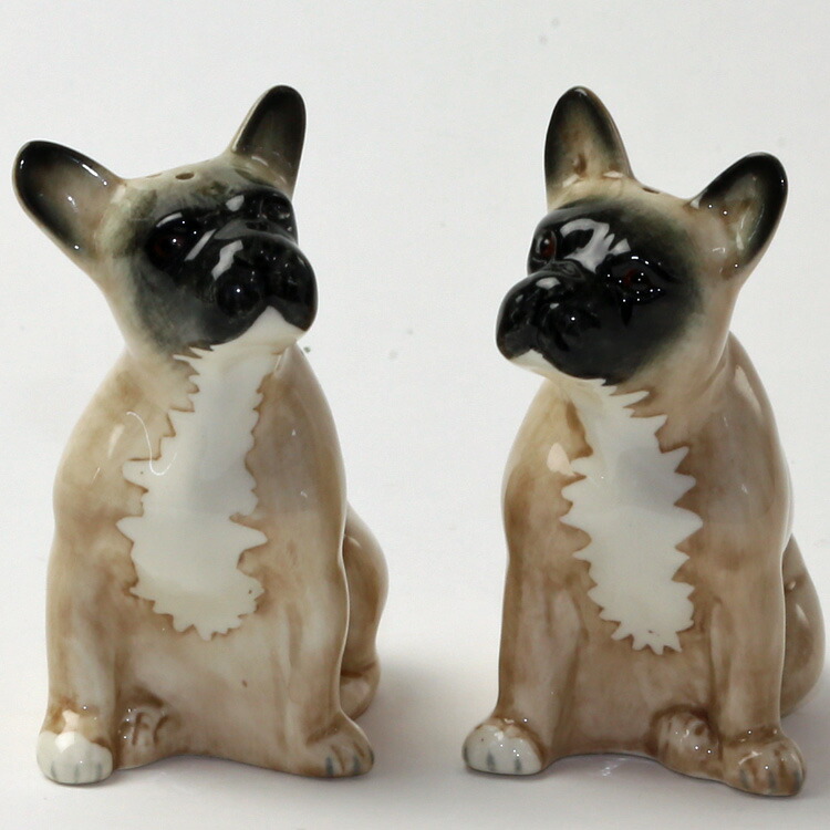 【P10倍】【在庫限り】 Quail Ceramics クエールセラミックス 英国ブランド FrenchBulldog S&P ソルト＆ペッパーセット 動物 置物 オブジェ 北欧 モダン 陶器 ヨーロッパ 犬好き わんギフト海外インテリア