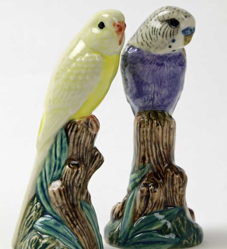 セキセイインコのオーナメント フィギアセット 英国 Quail Ceramics 獣 置物 オブジェ 室内装飾 陶製製 インコ いんこ Geo2 Co Uk