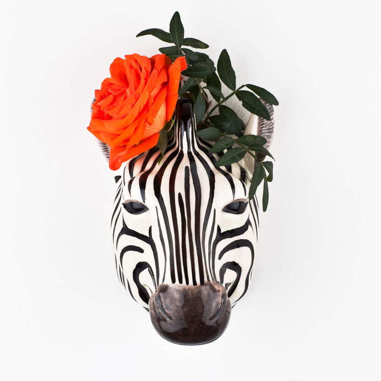 楽天市場】Zebra WallVase アニマルヘッド しまうま Quail Ceramics 壁