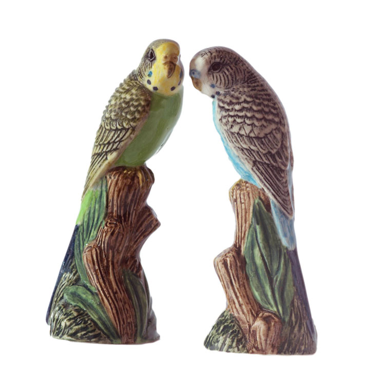 【P10倍】【在庫限り】 Quail Ceramics クエールセラミックス 英国ブランド Budgerigar S&P セキセイインコのソルト＆ペッパーセット 塩コショウ入れ 動物 置物 オブジェ 北欧 モダン 陶器 ヨーロッパ 鳥 インコ セキセイインコギフト海外インテリア