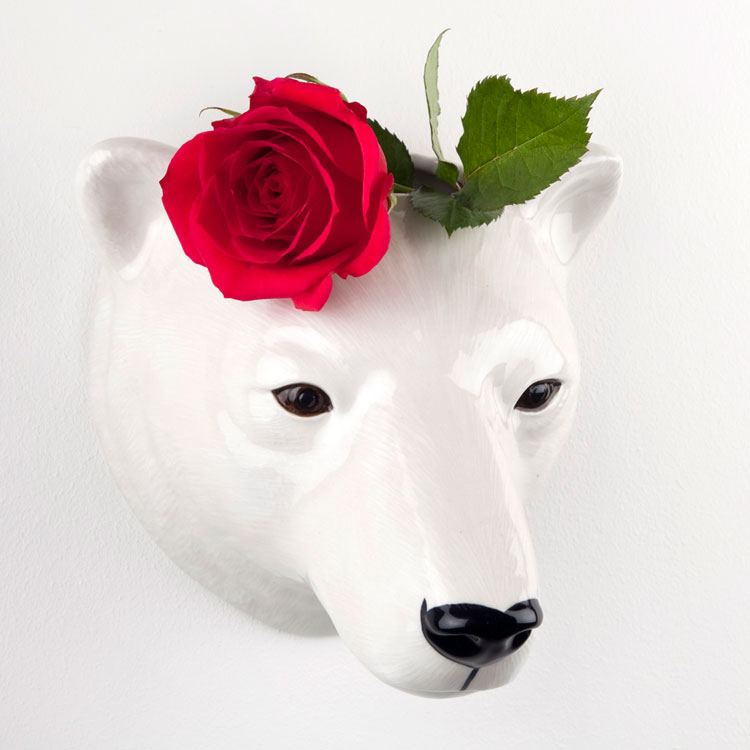 Polar Bear Wall Vase 白くまの装飾 連合王国 Quail Ceramics 鳥獣ヘッド アニマル雑貨 四つ足雑貨 動物 居え物 オブジェ インテリア 陶器製 花瓶 白くま シロクマ 白熊 Lapsonmexico Com